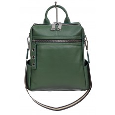 На фото 2 - Молодёжная сумка-рюкзак из фактурной натуральной кожи, цвет зелёный