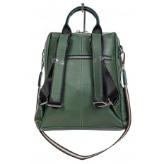 На фото 3 - Молодёжная сумка-рюкзак из фактурной натуральной кожи, цвет зелёный