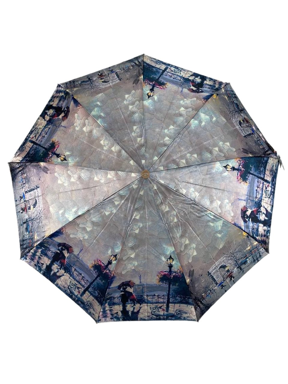 На фото 4 - Зонт женский-полуавтомат с живописным принтом, мультицвет