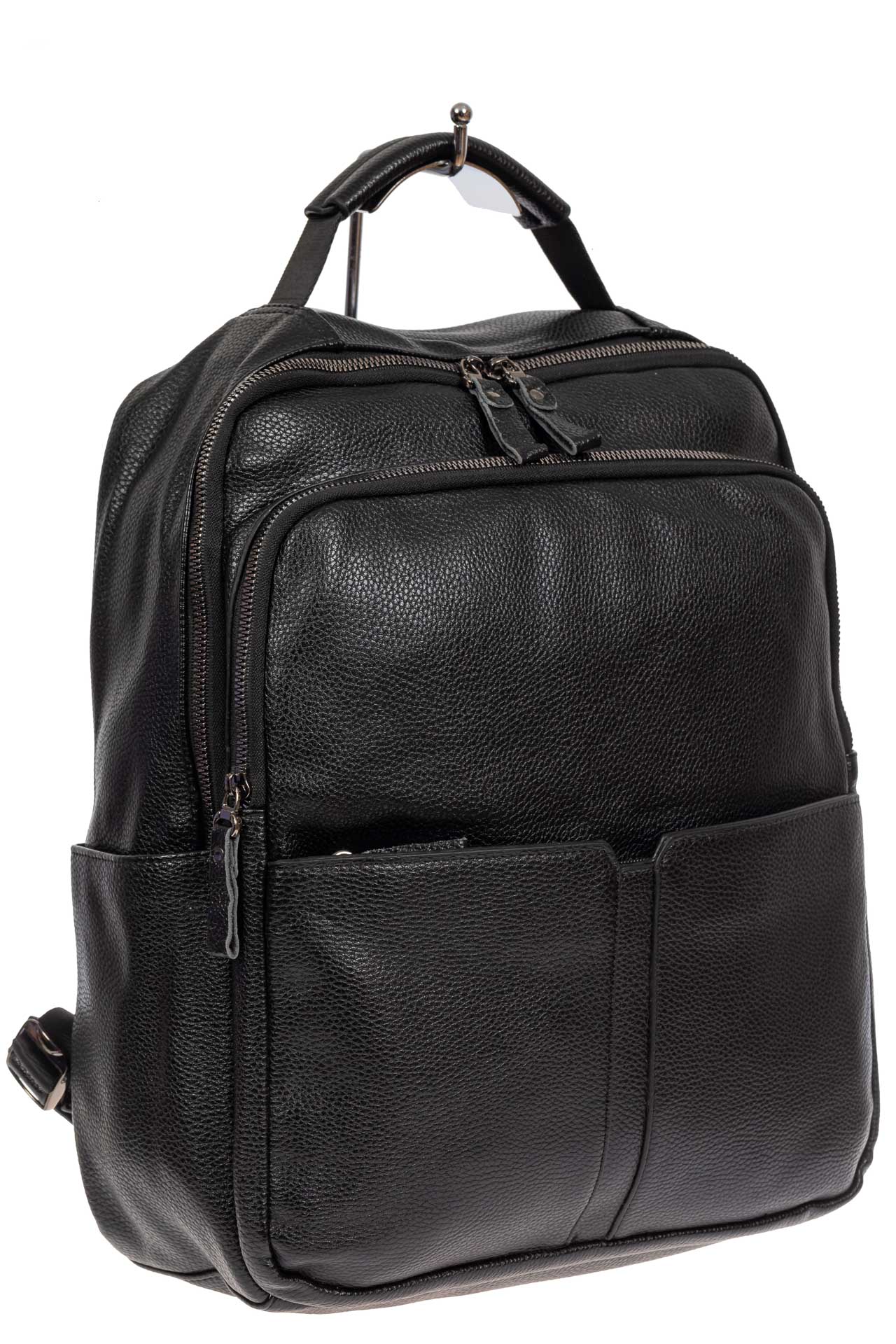 На фото 1 - Мужской рюкзак для ноутбука из искусственной кожи, цвет чёрный
