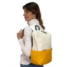 На фото 1 - Молодежный рюкзак из текстиля, цвет молочный с желтым 
