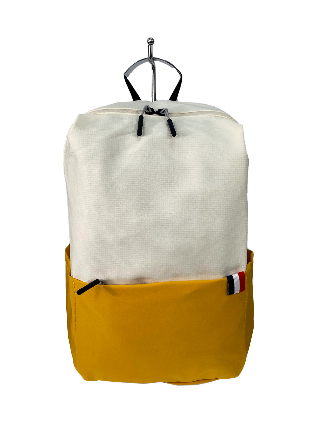 На фото 3 - Молодежный рюкзак из текстиля, цвет молочный с желтым 