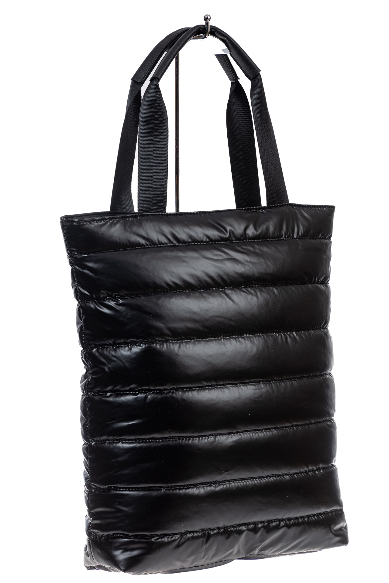 На фото 3 - Женская сумка-шоппер из водооталкивающей ткани, цвет черный