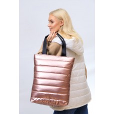 На фото 1 - Женская сумка-шоппер из водооталкивающей ткани, цвет розовый