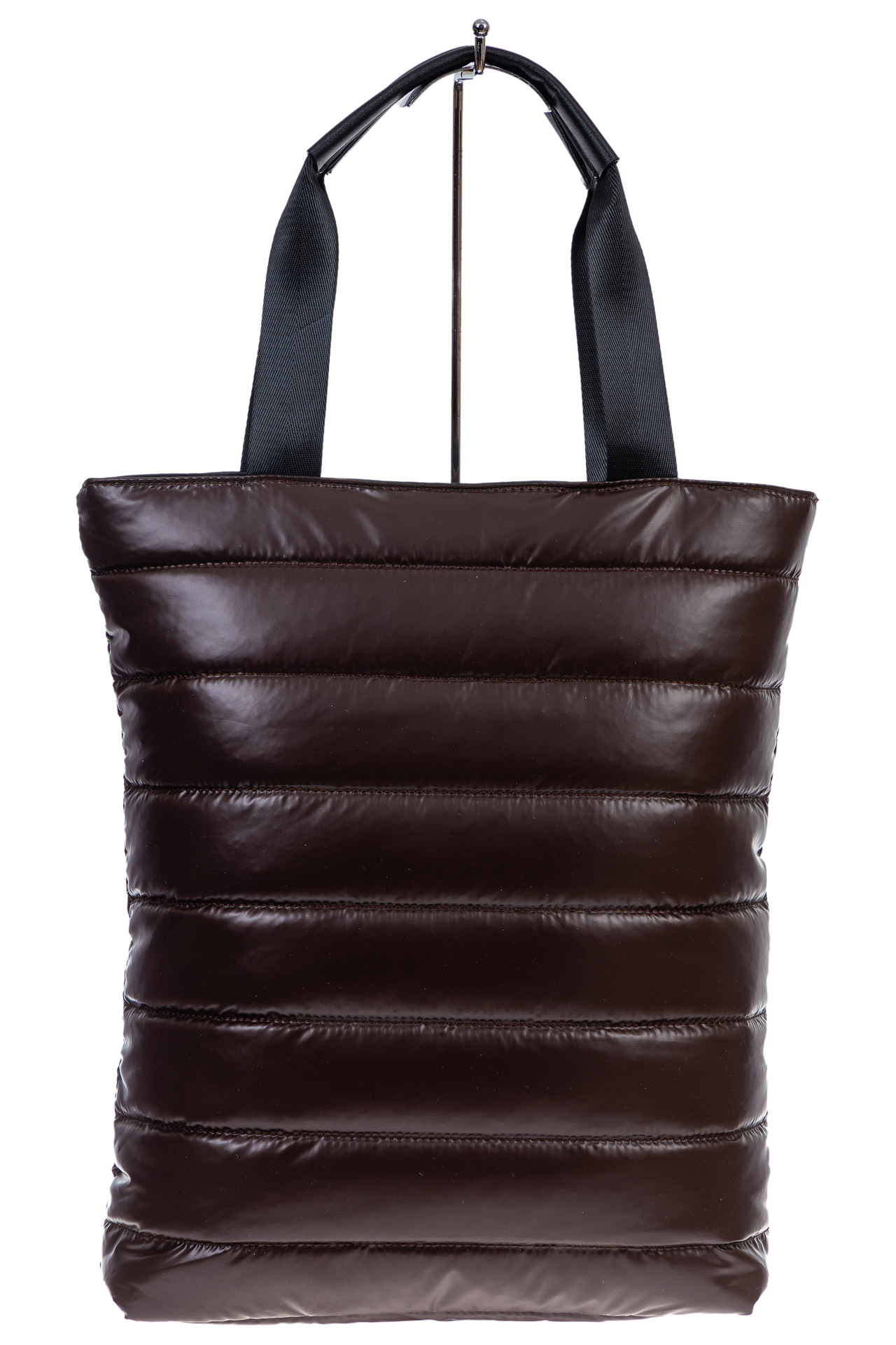 На фото 2 - Женская сумка-шоппер из водооталкивающей ткани, цвет шоколад