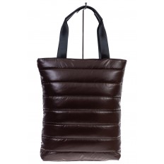 На фото 2 - Женская сумка-шоппер из водооталкивающей ткани, цвет шоколад