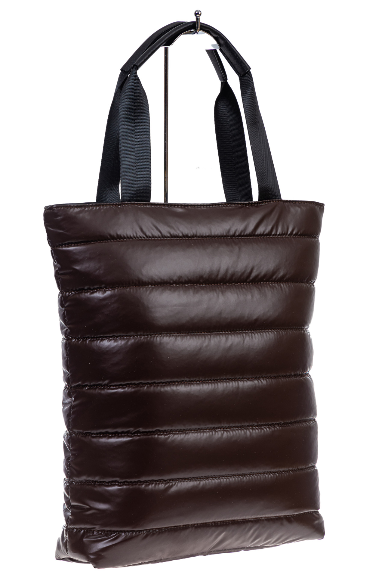 На фото 3 - Женская сумка-шоппер из водооталкивающей ткани, цвет шоколад