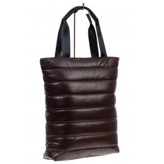 На фото 3 - Женская сумка-шоппер из водооталкивающей ткани, цвет шоколад