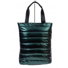На фото 2 - Женская сумка-шоппер из водооталкивающей ткани, цвет зеленый