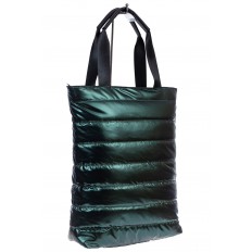 На фото 3 - Женская сумка-шоппер из водооталкивающей ткани, цвет зеленый