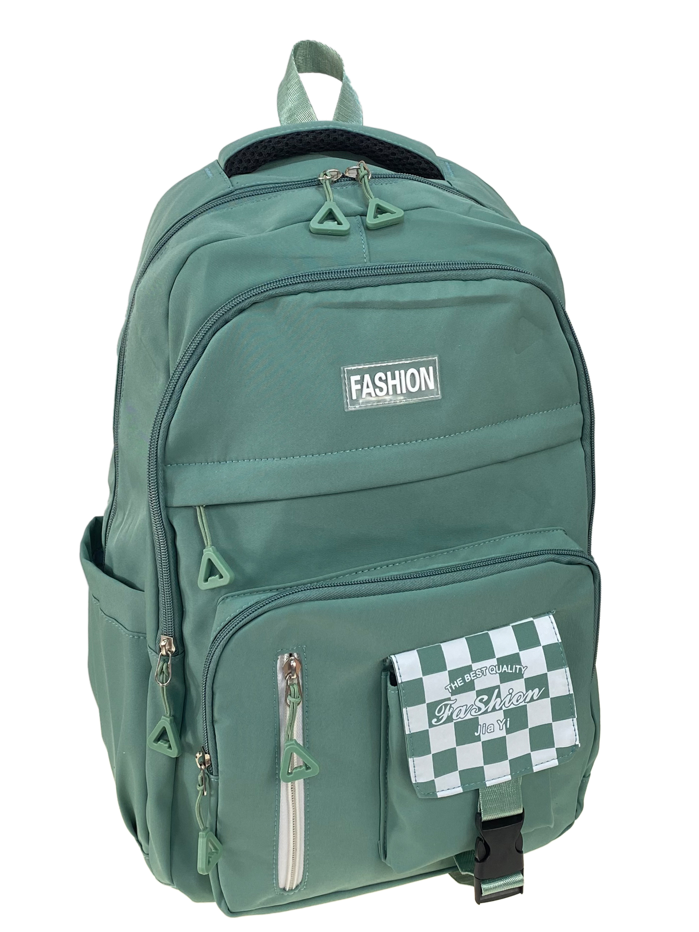 На фото 1 - Молодежный рюкзак из текстиля, цвет зеленый