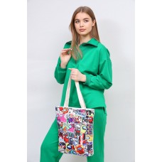 На фото 1 - Летняя сумка шоппер из текстиля, мультицвет