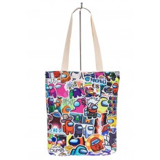 На фото 2 - Летняя сумка шоппер из текстиля, мультицвет