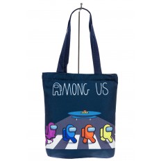 На фото 2 - Летняя сумка шоппер из текстиля, цвет синий