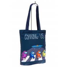 На фото 3 - Летняя сумка шоппер из текстиля, цвет синий