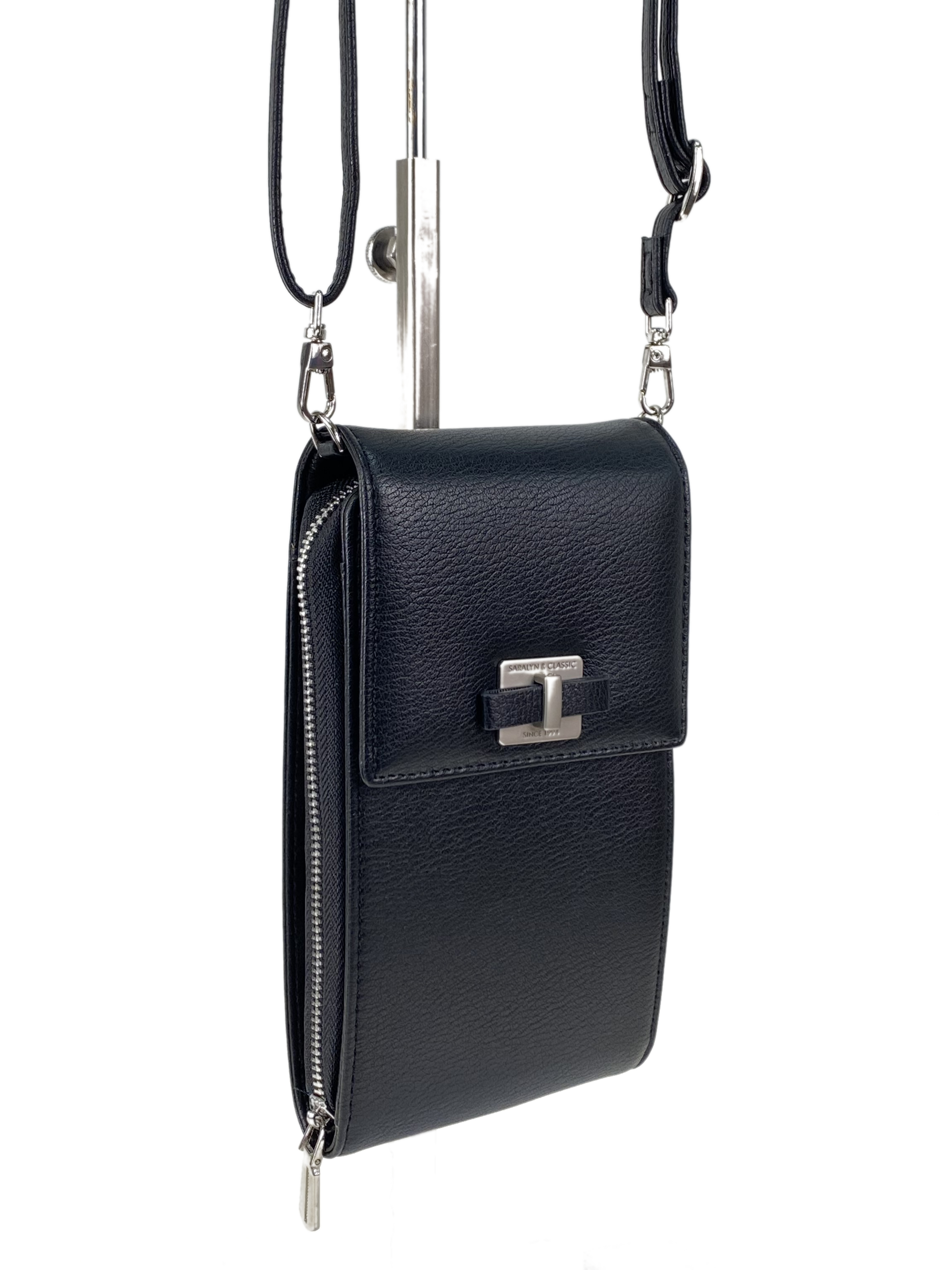На фото 3 - Женская сумка-портмоне на плечо, цвет черный