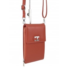 На фото 3 - Женская сумка-портмоне на плечо, цвет коралловый