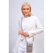 На фото 1 - Женская сумка-портмоне на плечо, цвет серебро