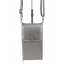 На фото 2 - Женская сумка-портмоне на плечо, цвет серебро
