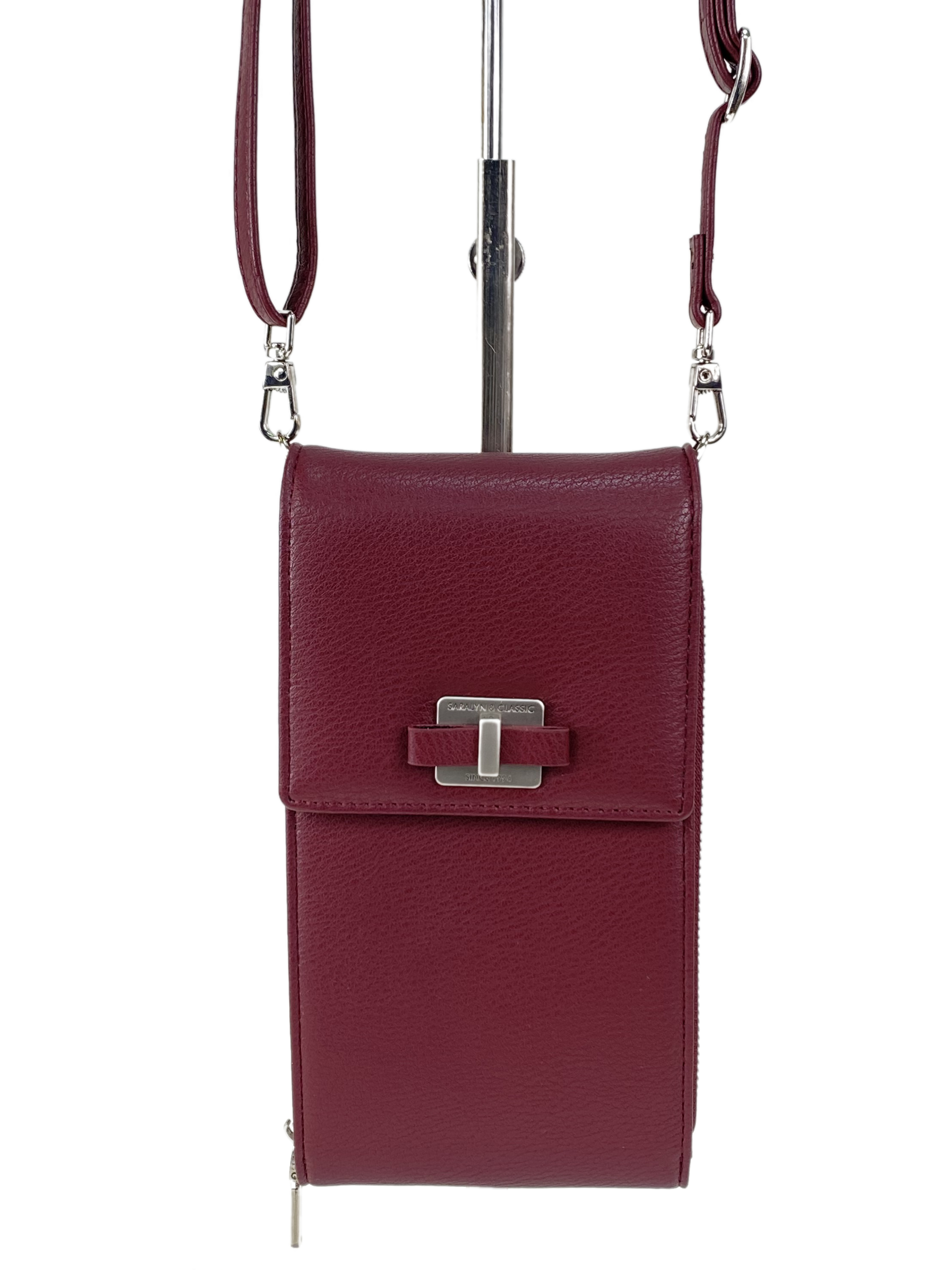 На фото 2 - Женская сумка-портмоне на плечо, цвет  бордовый