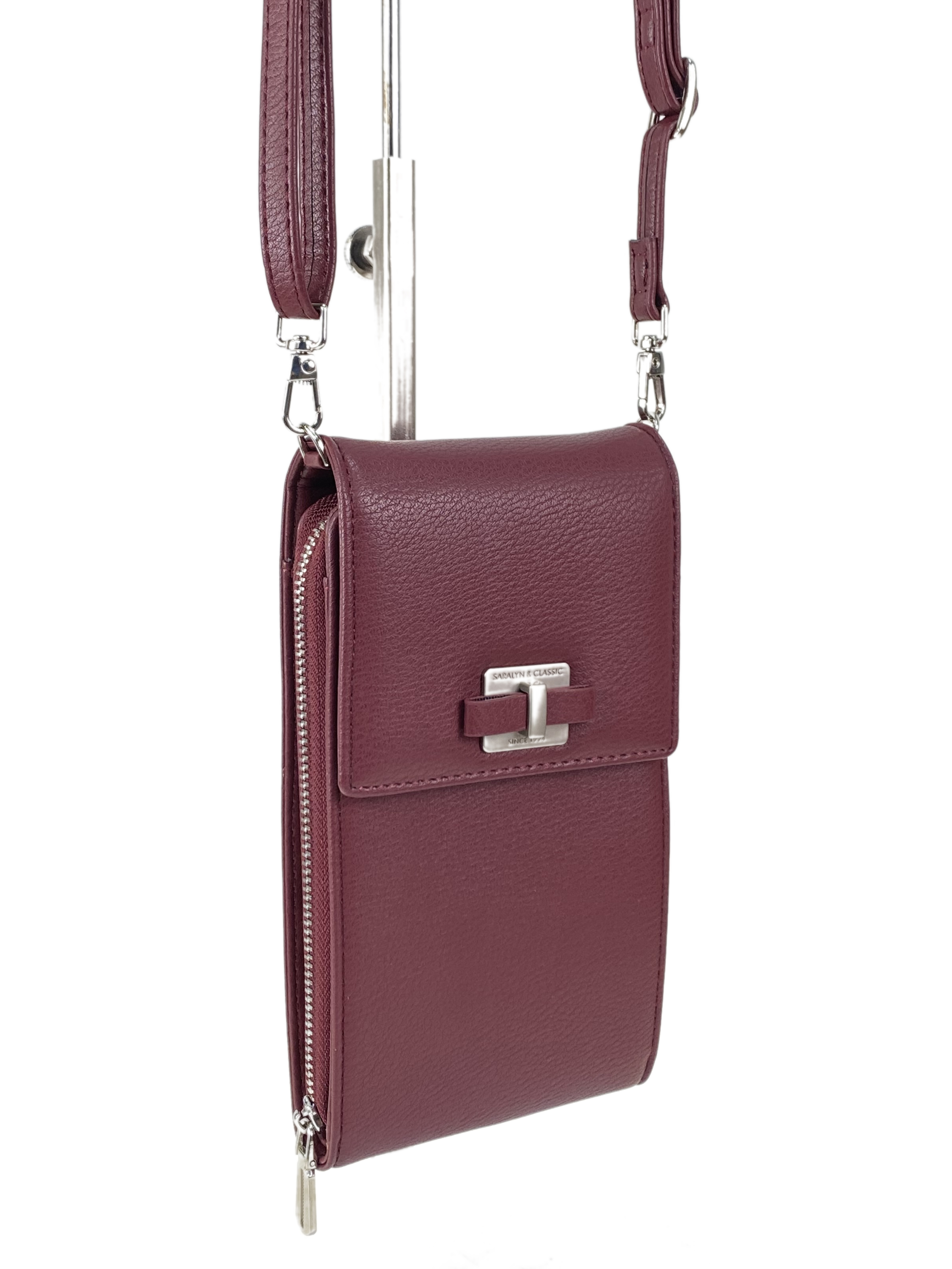 На фото 3 - Женская сумка-портмоне на плечо, цвет  бордовый