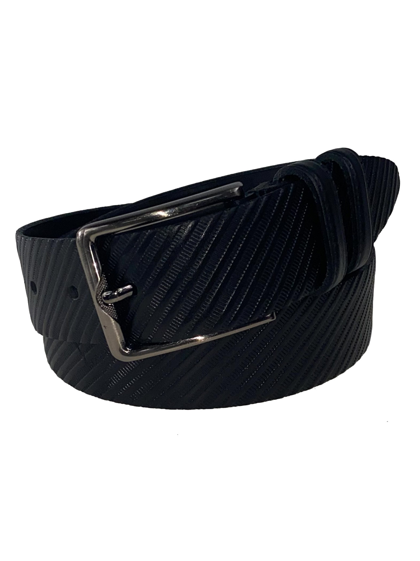На фото 1 - Мужской кожаный ремень с фактурным узором, от 115 до 130 см, цвет чёрный