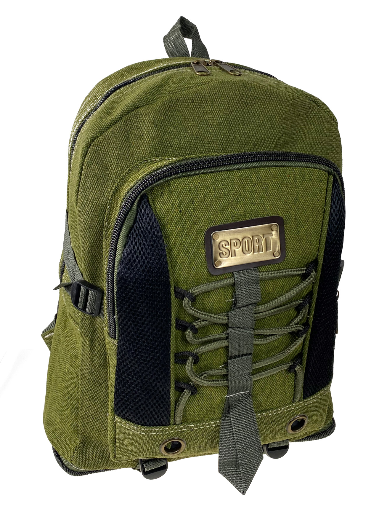 На фото 1 - Мужской  рюкзак из брезента,  цвет зеленый