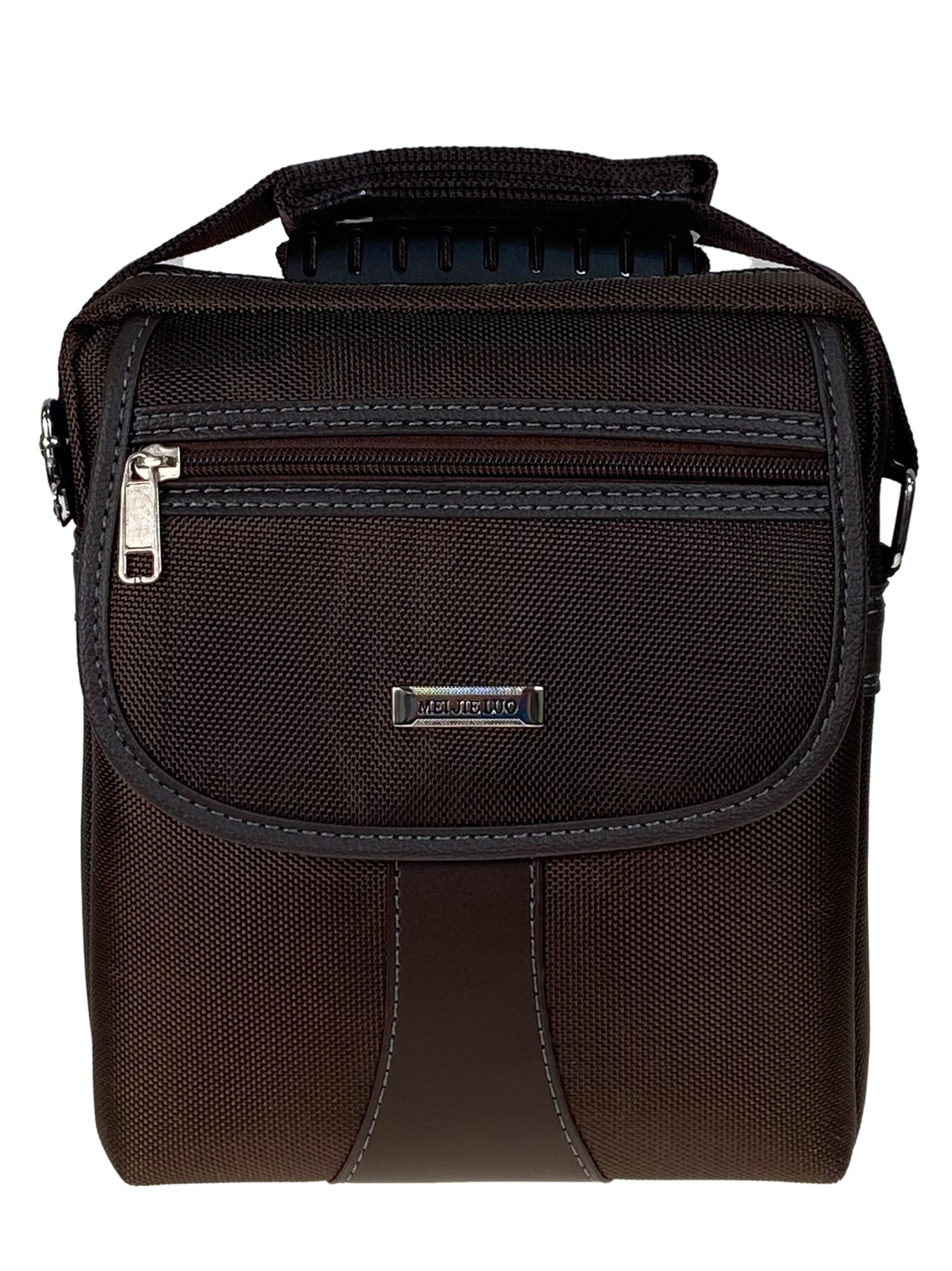 На фото 1 - Мужская сумка из текстиля, цвет коричневый