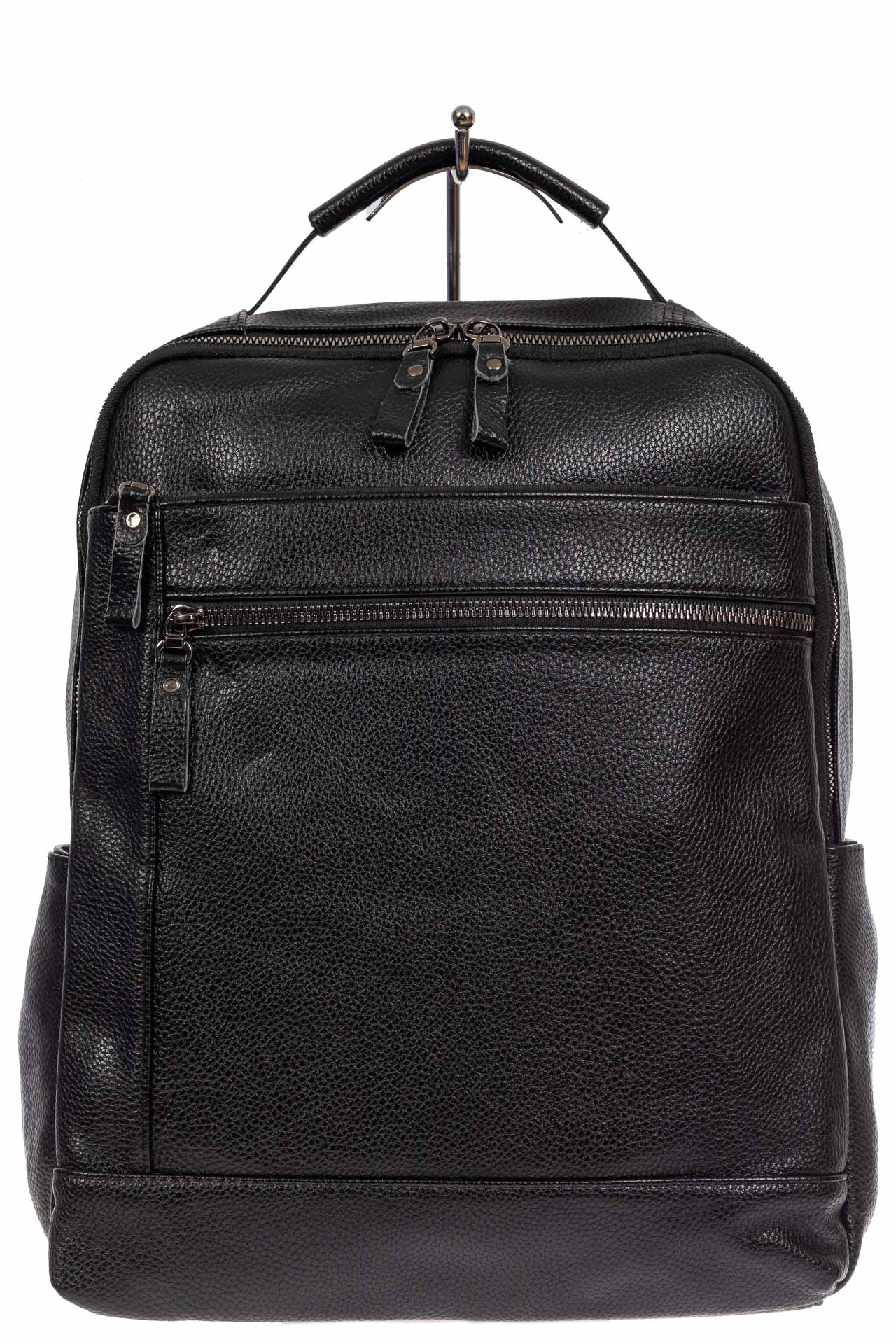 На фото 2 - Мужской городской рюкзак из экокожи, цвет чёрный