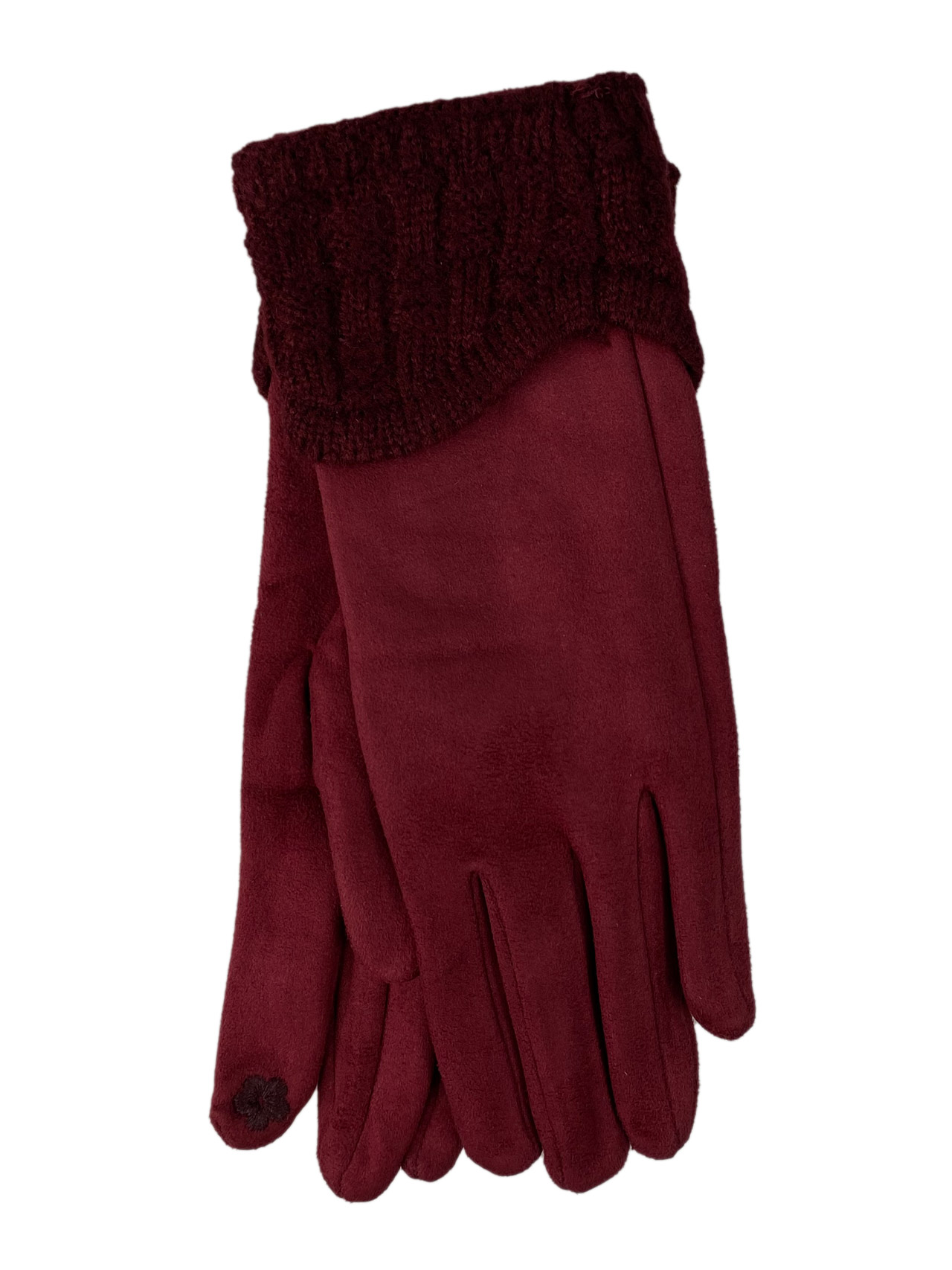 На фото 1 - Демисезонные перчатки с манжетом, цвет бордовый
