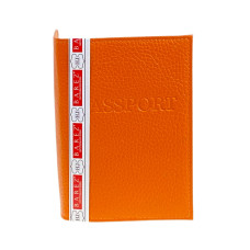 На фото 1 - Обложка на паспорта из натуральной кожи, цвет оранжевый На фото 1 - Обложка на паспорта из натуральной кожи, цвет оранжевый
