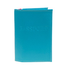 На фото 1 - Обложка на паспорта из натуральной кожи, цвет голубой На фото 1 - Обложка на паспорта из натуральной кожи, цвет голубой