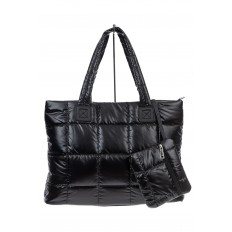 На фото 2 - Cтильная женская сумка-шоппер из водооталкивающей ткани, цвет черный