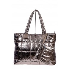 На фото 2 - Cтильная женская сумка-шоппер из водооталкивающей ткани, цвет бронза