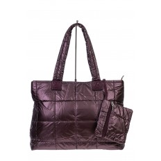 На фото 2 - Cтильная женская сумка-шоппер из водооталкивающей ткани, цвет винно-красный