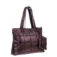 На фото 3 - Cтильная женская сумка-шоппер из водооталкивающей ткани, цвет винно-красный