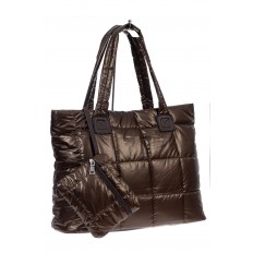 На фото 3 - Cтильная женская сумка-шоппер из водооталкивающей ткани, цвет коричневый
