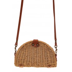 На фото 2 - Плетеная сумка из соломы с фермуаром, цвет крафт