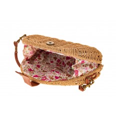 На фото 3 - Плетеная сумка из соломы с фермуаром, цвет крафт