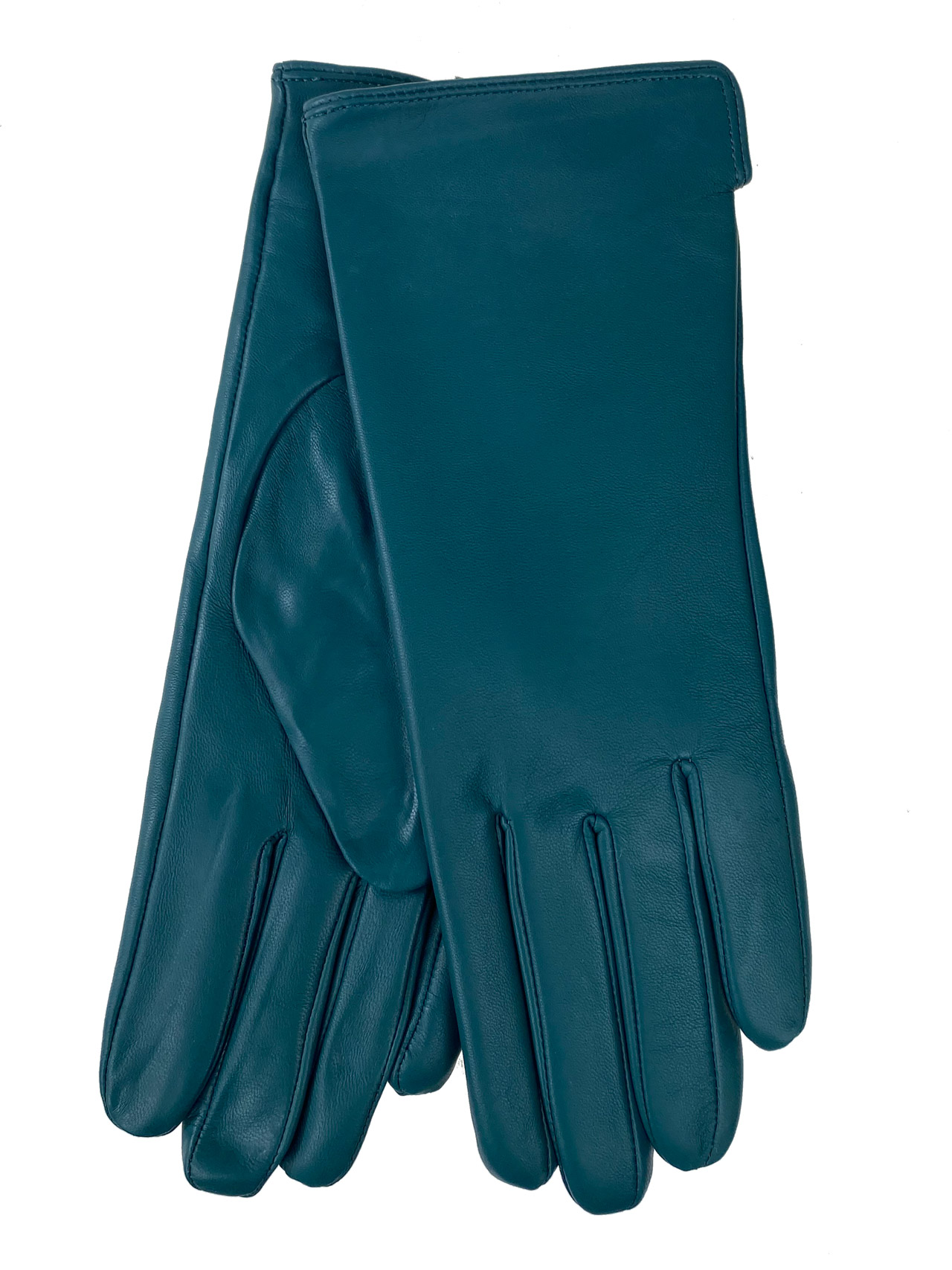 На фото 1 - Женские перчатки из натуральной кожи, цвет бирюзовый 