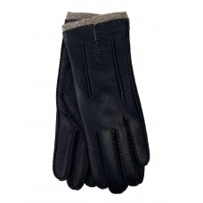 На фото 1 - Теплые женские перчатки из кожи оленя, цвет черный