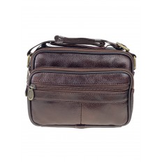 На фото 2 - Мужская плечевая сумка для документов из натуральной кожи, цвет коричневый