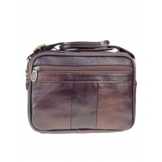 На фото 3 - Мужская плечевая сумка для документов из натуральной кожи, цвет коричневый