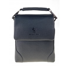 На фото 2 - Небольшая сумка-планшет для мужчин из фактурной натуральной кожи, чёрный цвет