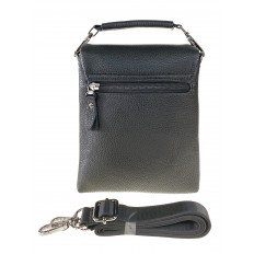 На фото 3 - Небольшая сумка-планшет для мужчин из фактурной натуральной кожи, чёрный цвет