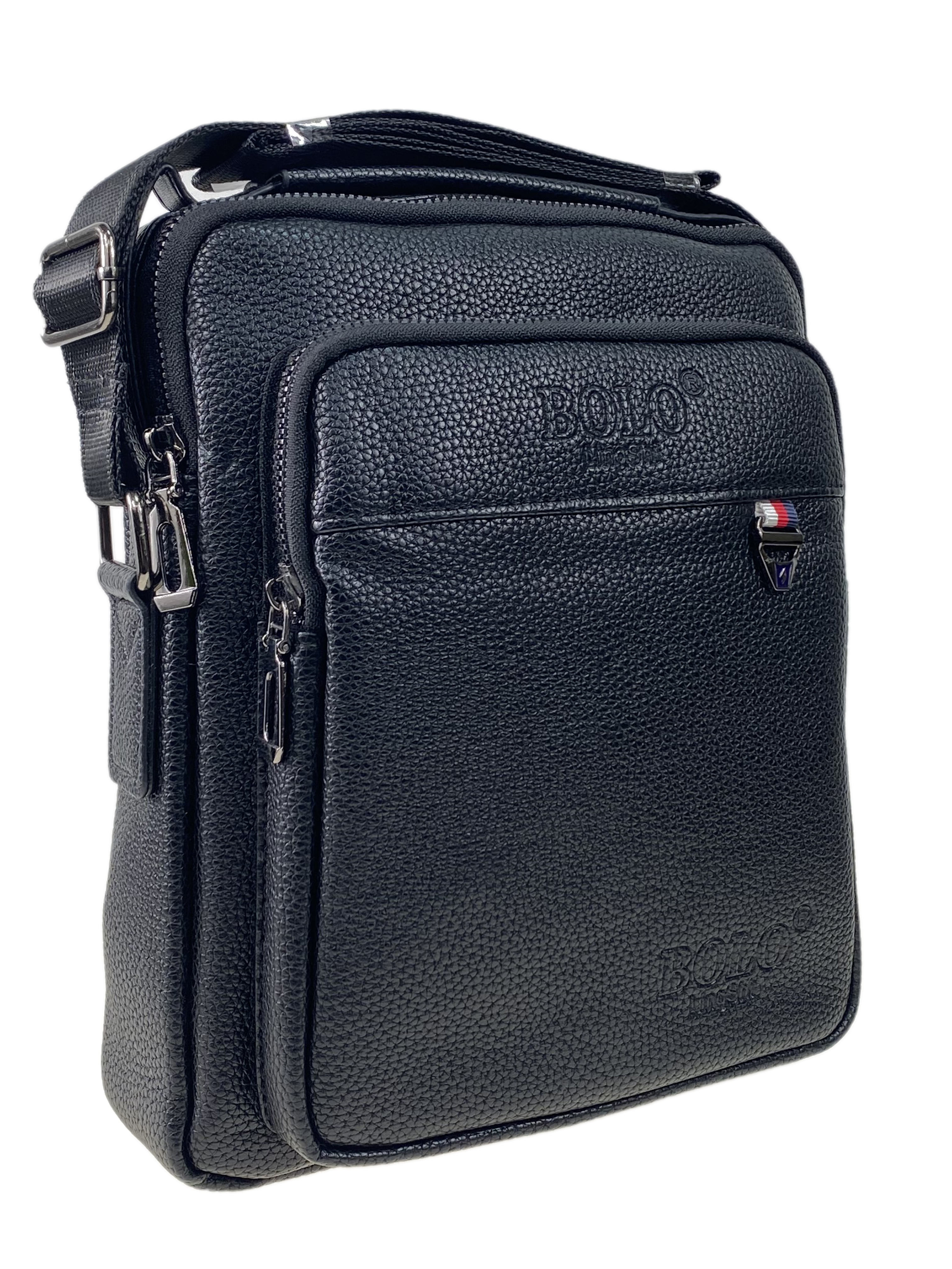 На фото 1 -  Мужская сумка-планшет из экокожи, чёрная