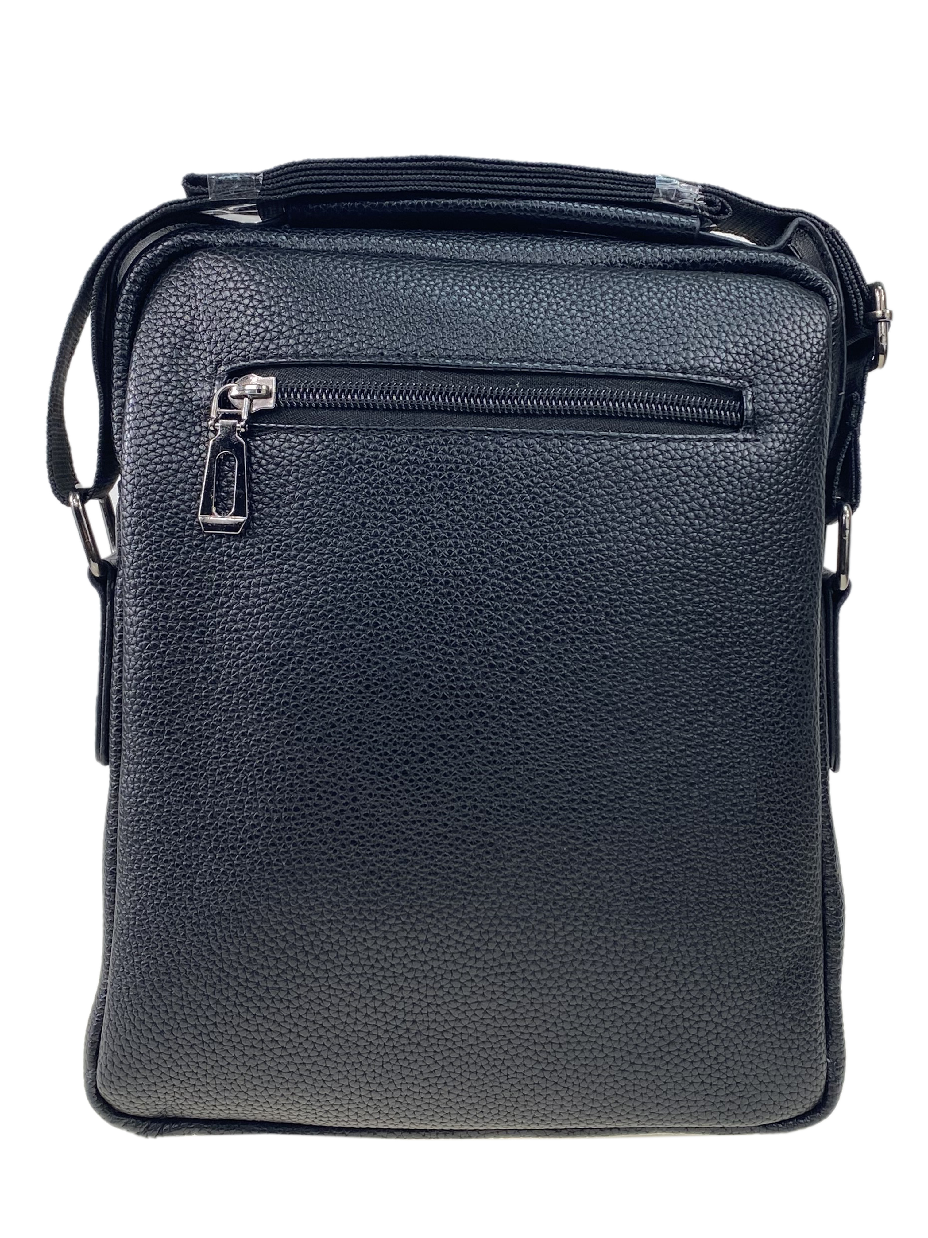 На фото 3 -  Мужская сумка-планшет из экокожи, чёрная