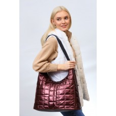 На фото 1 - Женская сумка-шоппер из водооталкивающей ткани, цвет бордовый
