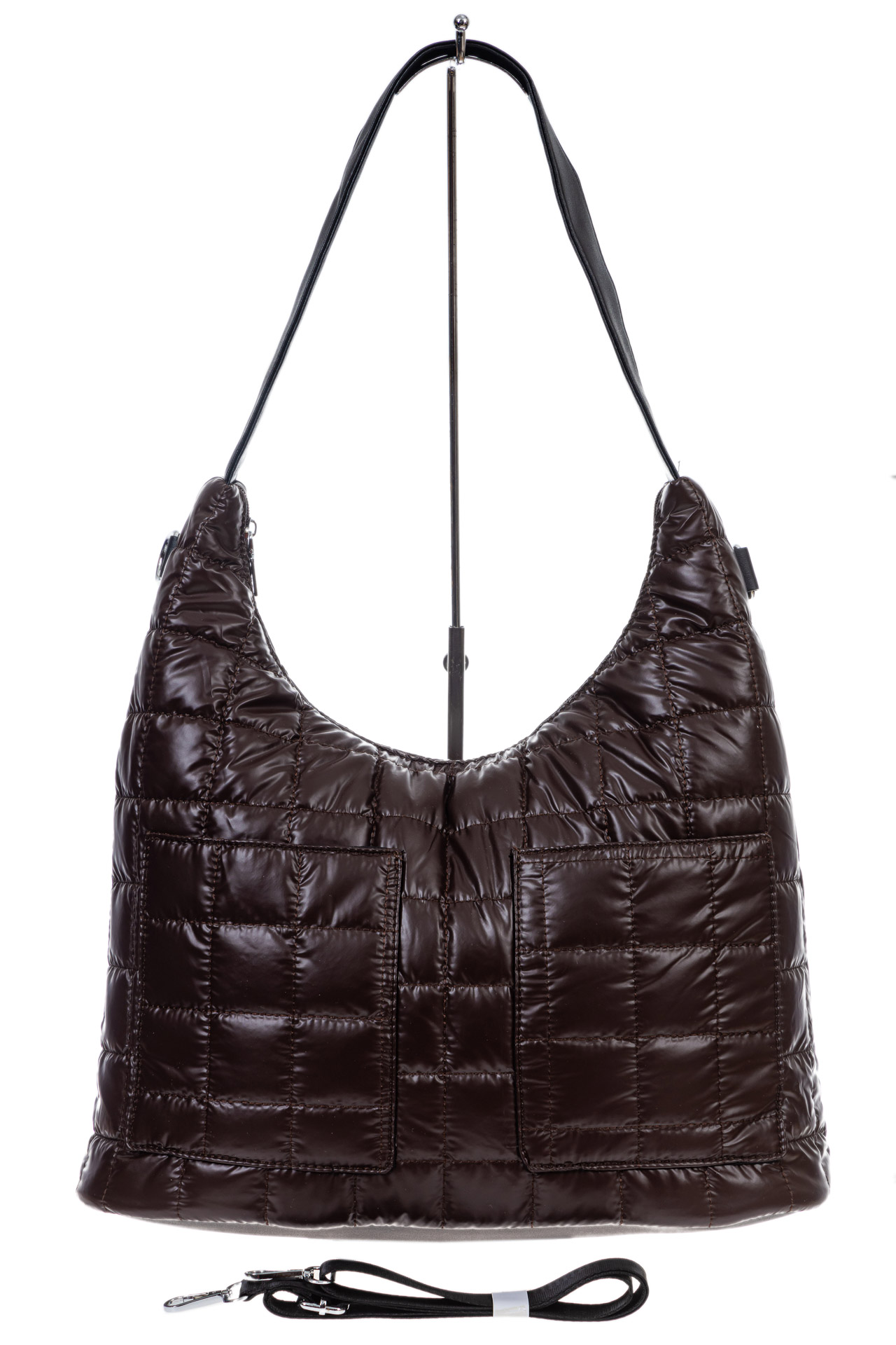 На фото 2 - Женская сумка-шоппер из водооталкивающей ткани, цвет кофе