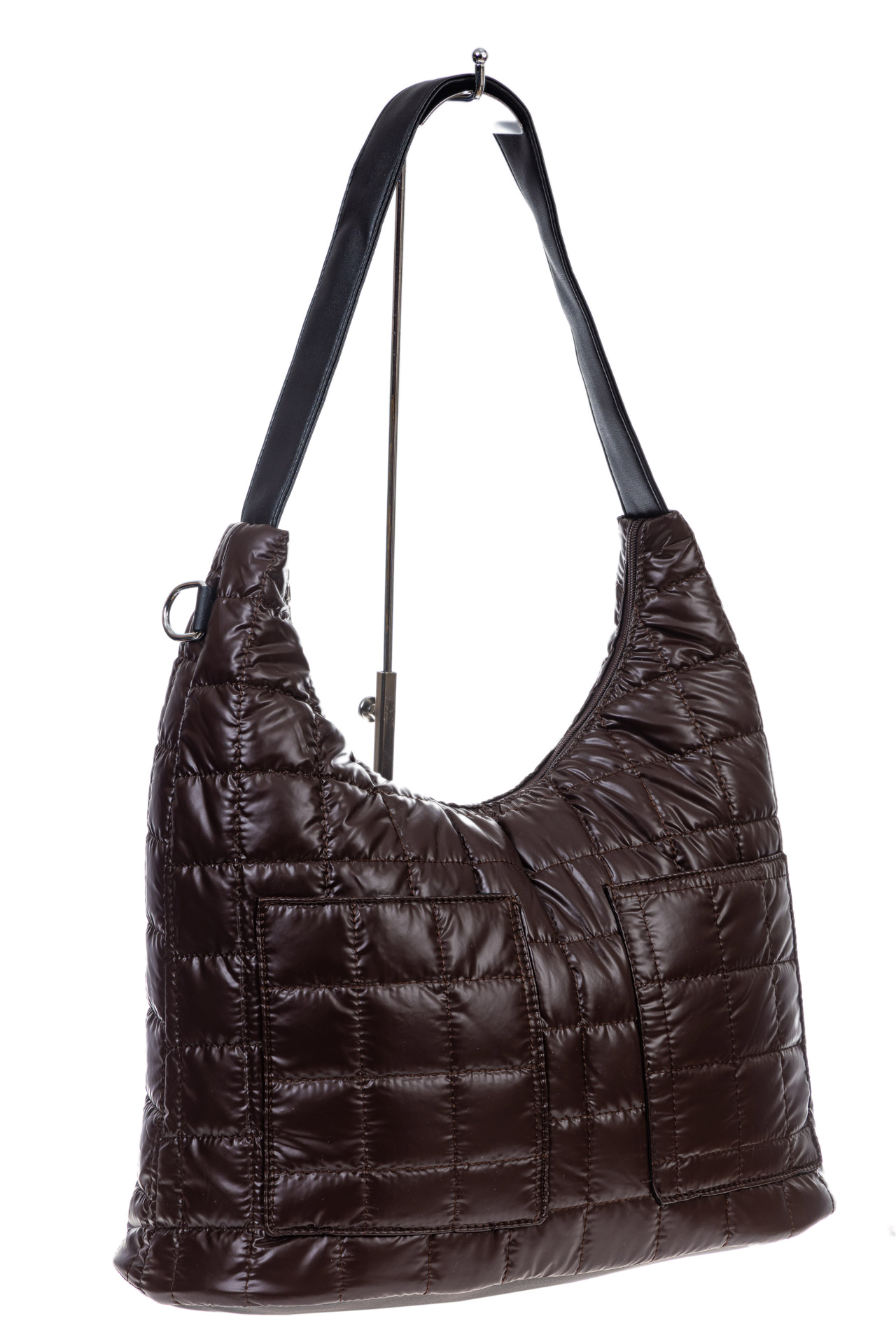 На фото 3 - Женская сумка-шоппер из водооталкивающей ткани, цвет кофе